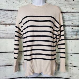 Love Change Italy Women’s Black Stripe Beige Knit Sweater Size Medium